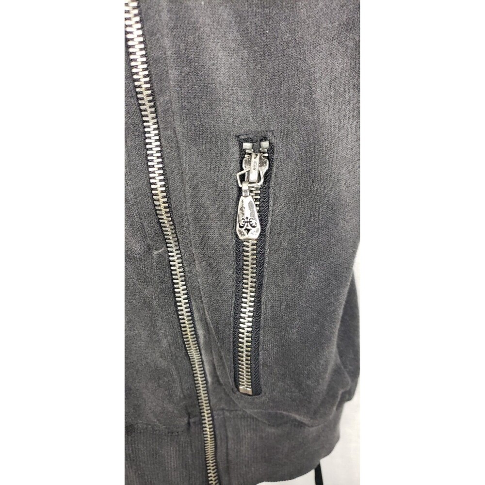 Affliction Motors Black Premium Sweater Knit Moto Jacket‎ XS Wash Out Gray Eagle - Picture 4 of 8